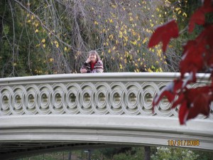 Mom on Bow Bridge in Central Park
